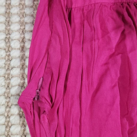 Y2K Forever 21 Fuchsia Dressy Sleeveless Babydoll Blouse with Black Beaded - Picture 6 of 6